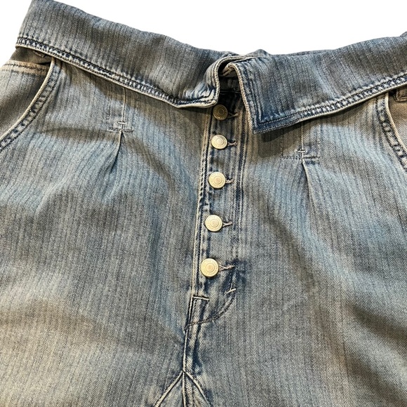 NWOT, We The Free Noah Foldover Harem Jeans Railroad Stripes Pleating - Picture 10 of 13